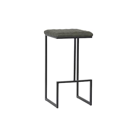 Payasadas Quincy Quilted Stitched Leather Bar Stools with Metal Frame Olive Green PA3036410